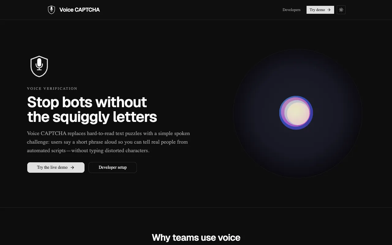VoiceCaptcha screenshot